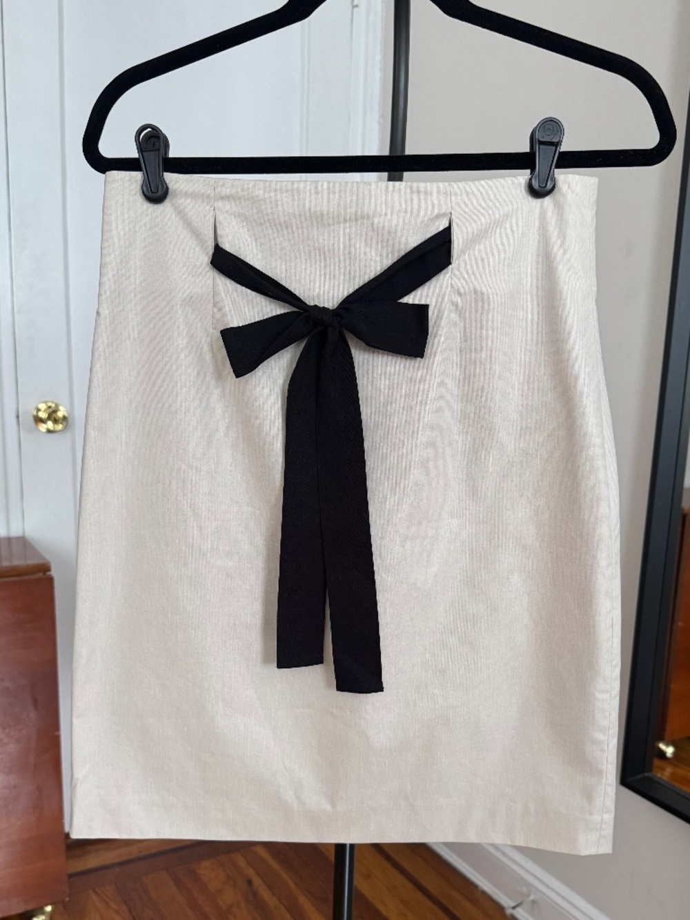 Robert Rodriguez Ivory Skirt with Black Bow